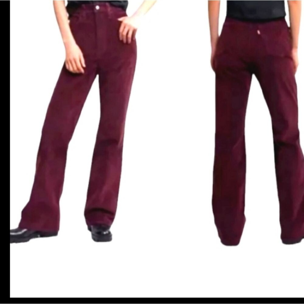 Kim Rodgers Burgundy Small Cord Corduroy Straight Leg High Rise Pants 18
